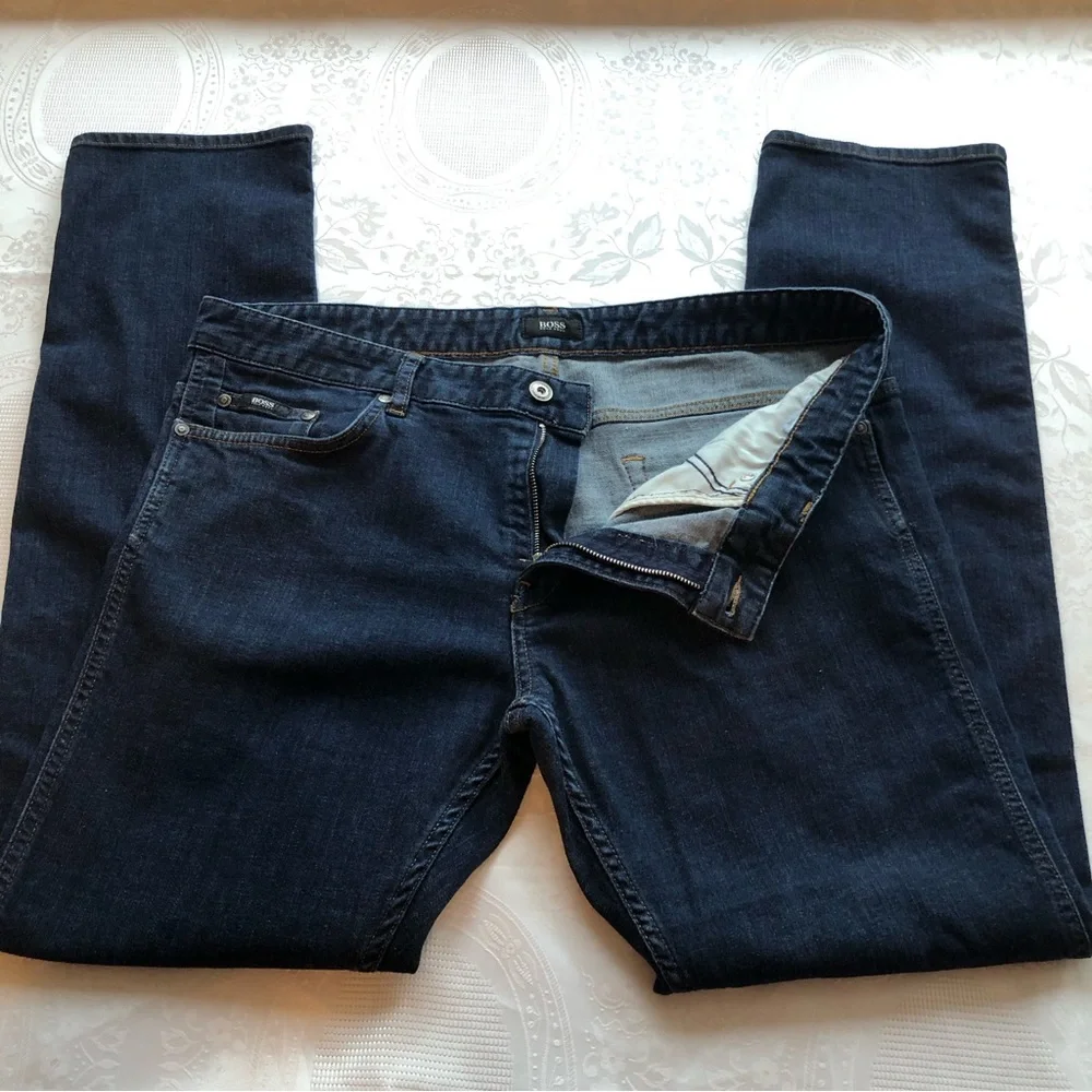 BOSS Hugo Blue Jeans Boss Men’s Size 36 Denim Pants Classic-Fit Straight-Leg